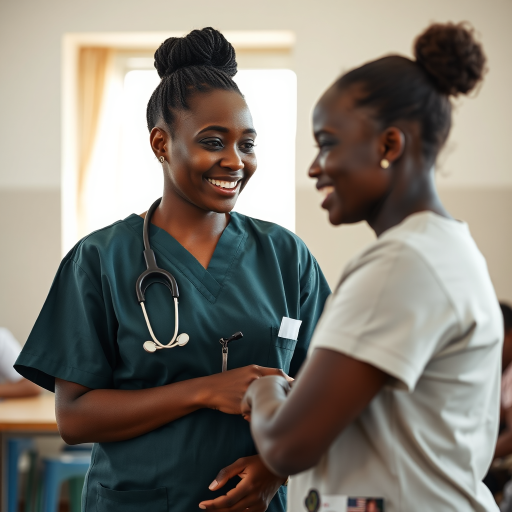 Kenyan health worker assisting a community member