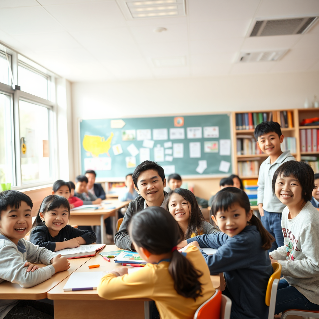 Students learning in a classroom