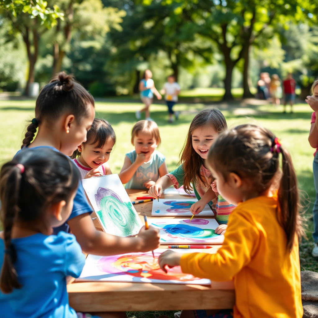 Children in an art workshop